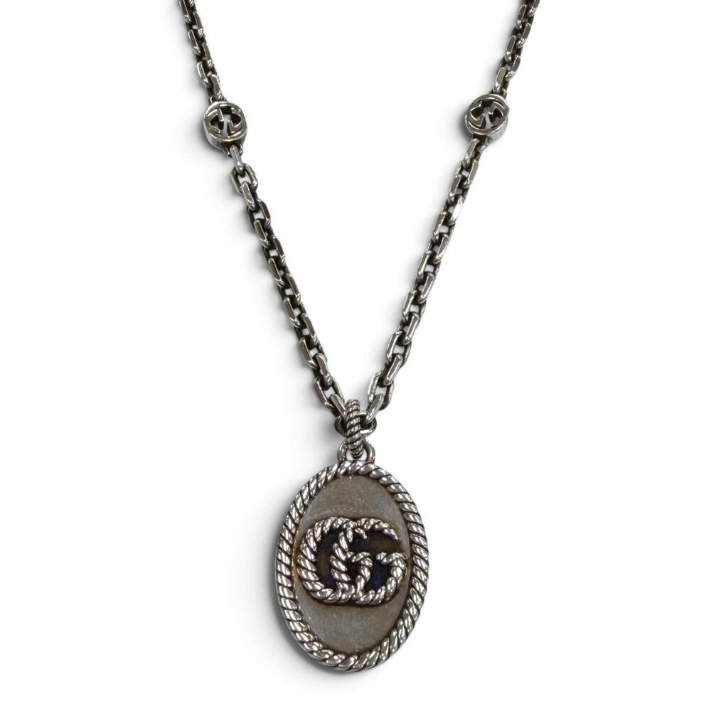 GUCCI 632540 AG925 GG Marmont Chain Necklace, Silver, Made in Italy, Weight 2...